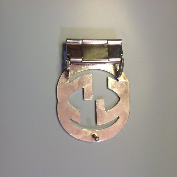 Gucci Silver BELT BUCKLE Men's Chrome / Rhodium Plated Interlocking "Gs" - Picture 8 of 11